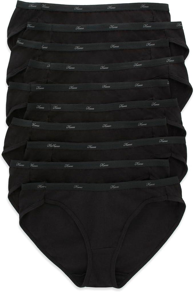 Hanes womens Cotton Brief Underwear, 10 Pack  Brief Black, 9 US
