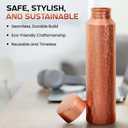 Copper Water Bottle - 37.2 OZ/1.1 L Large Handmade Hammered Pure Copper Vessel for Drinking Leak Proof Durable Easy to Carry Ideal for Home Travel Office Use