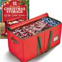 Holiday Cheer Premium Christmas Ornament Storage  Christmas Storage Container for Home Decorations and Festive Office Organizer  Fits 128 Holiday Ornaments  Tear-Proof Fabric (Red)