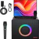 Smart Karaoke Machine with Lyrics Display, Built-in 14.0" Touch Screen, with Bluetooth Party Speaker and Two Wireless Mics, Portable PA System for Home Outdoor Party (Large)