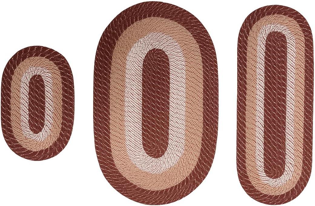 Better Trends Alpine 3-Piece Braided Rug Set  100% Polypropylene, Reversible, Indoor Use, Durable & Stain Resistant  Brown (50"x80", 20"x60", 20"x30") for Living Room, Bedroom, Kitchen