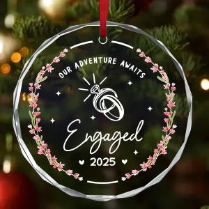 Jesuspirit Friends Christmas Ornaments 2025, Friendship Gifts for Women Friends, Ornament for Christmas Tree, Sister Gifts Ornament (Our Adventure Awaits Engaged 2025)