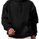 JMIERR Men Sweatshirts Front Collar Comfy Simple Plain Long Sleeve Drawstring Hoodies for Men with Pocket Pullover Casual Fashion Winter Autumn Shirt Big and Tall Sweater Black, Size 3XL