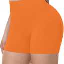 Runhit No Front Seam Biker Shorts for Women - 3''/5''/8'' High Waisted Workout Gym Yoga Spandex Shorts Tummy Control (Medium, Orange)