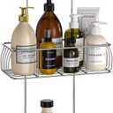Epicano Anti-Swing Hanging Shower Caddy Stainless Steel 304, Over Head Shower Caddy Rustproof with hooks for Towels, Sponge and more, Chrome (Silver)
