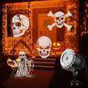 Tuanse Halloween Outdoor Projector Lights Halloween Laser Projector LED Flood Rotating Skull Light Holiday with Stars for Party Garden Landscape Decoration