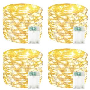 4 Pack 60 LED Fairy Lights Battery Operated with Timer, 20FT Waterproof Twinkle Lights Indoor Outdoor, Cuttable String Lights for Bedroom, Wedding, DIY, Centerpiece, Christmas Decorations (Warm White)