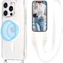 UnnFiko for iPhone 16e Case Compatible with Magsafe Clear, Crossbody Phone Case with Shoulder Strap, Shockproof Protection, Magnetic Phone Case for iPhone 16e (White Lanyard)