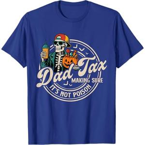 Dad Tax Making Sure It's Not Poison Skeleton Halloween T-Shirt, 8.5 , Blue 