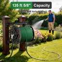 Garden Hose Reel Wall Mount Metal, Holds 125 ft x 5/8" Decorative Water Hose Holder for Outside Storage, Heavy Duty Aluminum Frame w/Shelf, No-Leak Aluminum Water System, Easy Assmbly, Dark Bronze