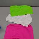 Womens Tube Tops Summer Bandeau Casual Crop Top Going Out Strapless Tank Basic Short Shirt (One Size Plus, 3 Pieces White,neon Pink,neon Green)