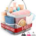 Masirs Mesh Shower Caddy - 9 Pocket Portable Bathroom Organizer Tote for Travel, Gym & Dorm - Collapsible Small Shower Caddy Bag to Hold Toiletries & Essentials (Gray)