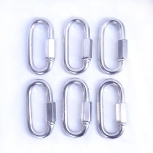 3.5 Inch 304 Stainless Steel Carabiner and Stainless Steel Chain Quick Links 6/PK.