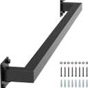 VEVOR Wall Mounted Stair Handrail, 3ft Black Iron Staircase Handrail Indoor, 250lbs Load Capacity, Industrial Railing Hand Rail for Steps, Square Tube for Loft Porch Deck, 2 Sections