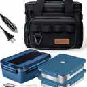 Electric Lunch Box Food Heater 80W Heated LunchBoxes for Adults Work/Car/Truck/Home, 1.8L Portable Food Warmer Heating Lunchbox with Insulated Lunch Bag 12V 24V 110V (Blue)