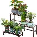 YONGZHAO Bamboo 3-Tier Ladder Plant Stand, Planter Holder Flower Pot Display Shelf, Freestanding Plants Rack for Home Garden Patio Balcony Indoor Outdoor