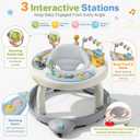 Baby Walker with Wheels, Foldable Baby Walker for Baby 6-12 Months, 3-Position Rotating Seat with Interactive Activity Center, Music Buttons, Baby Walkers for Boys Girls(Grey)