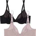 Smart & Sexy womens Sheer Mesh Demi Underwire Bra (32DDD, Black Hue/Bark)