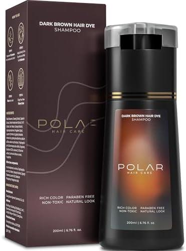 Polar Haircare - Hair Dye Shampoo Dark Brown for Gray Hair Shampoo Dye For Women & Men Natural Dye Kit - Hair Dye Product - Vegan Hair Color 6.76 Fl Oz Shampoo Dye Hair Color Dark Brown Hair Dye