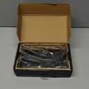 Wican Guest Towel Holder Tray for Bathroom, Oak and Iron Napkins Holder for Powder Room Dinning Table Wooden Basket for Disposable Paper Hand Towels Gold and Black (9.06 x 5.51 x 2.56 inchs)