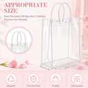 LEIFIDE 50pcs Clear Plastic Gift Bags with Handles PVC Reusable Transparent Totes Bags for Goodie Candy School Birthday Party(7.9 x 11.8 x 3.9 Inch)