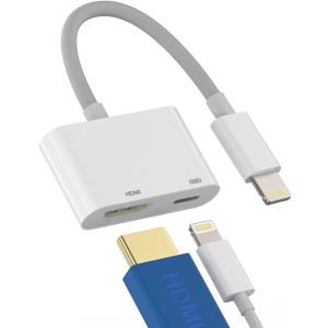 Lightning to HDMI Adapter for TV Compatible for iPhone 12 13 Pro Max Splitter Digital AV Female Port Converter and Charging Connector Cord Projector Monitor Sync Screen iPad Mini Charger Charge