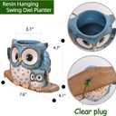 Swing Owl Hanging Planters for Indoor Plants, Cute Small Succulent Pots with Drainage Hole, Unique Resin Plant Hangers Outdoor, Hanging Plant Holder for String Of Pearls, Gift Ideas for Mother