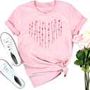 Valentines Shirts for Women Heart Print Love Tshirt Valentines Day Gift Tees Casual Short Sleeve Novelty Tops, L