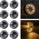 Glass Solar Deck Lights with Ray Style, Modular-Design Waterproof Outdoor Fence Lights for Stairs Step Yard Patio Garden Wall Pathway, Decorative Patio Table Lighting, Warm White (8 Pack)