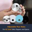 Salt and Pepper Shakers Set with Adjustable Pour Holes by CHEFVANTAGE - White