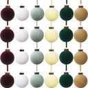 24 Pcs Velvet Christmas Balls Bulk Shatterproof Plastic Christmas Tree Decorations for Decorative Hanging Baubles (24, CoffeeWhiteHaze BlueBeigeBlackish GreenKhaki, 2.36Inch)