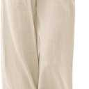 NIMIN Women Summer Linen Beach Flowy Pants Lightweight Drawstring Waist Wide Leg Vacation Clothes with Pockets (Small, Apricot)