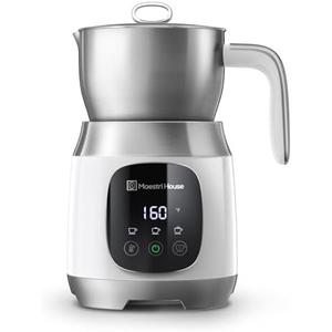 Maestri House Milk Frother, Variable Temp and Froth Thickness Frother and Steamer, 21OZ/600ML Smart Touch Control Milk Warmer, Dishwasher Safe, Memory Function for Latte Cappuccino, Hot Chocolate, White