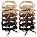 12 PCS Braided Hair Ties Bow Tie Hair Bracelets for Women Girls Elastic Hair Ties No Damage Ponytail Holders (Neutral)