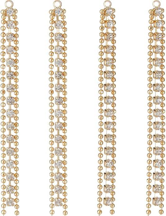 80Mm 14K Gold Color Brass Beads Chain Tassel Charms Pendants Jewelry Making Supplies DIY Earrings Findings Accessories.