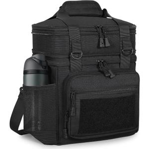 Tactical Lunch Box Cooler Bag - Expandable Insulated Lunch Bag for Men Women - Large Lunchbox for Adults Work Shifts Outdoor Trips Black 16L