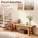 Rustic Solid Wood Bench Indoor, Farmhouse Entryway Bench with Sturdy Legs, Skinny Narrow Bench for Dining/Hallway/Entry/Foyer/End of Bed (31.49 inch Length)