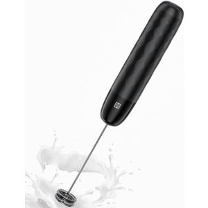 Maestri House Rechargeable Milk Frother, LunaFro Mini Handheld Electric Foam Maker Detachable Stainless Steel Whisk Drink Mixer Foamer Mini Blender for Matcha, Lattes, Cappuccino, No Stand (Black)