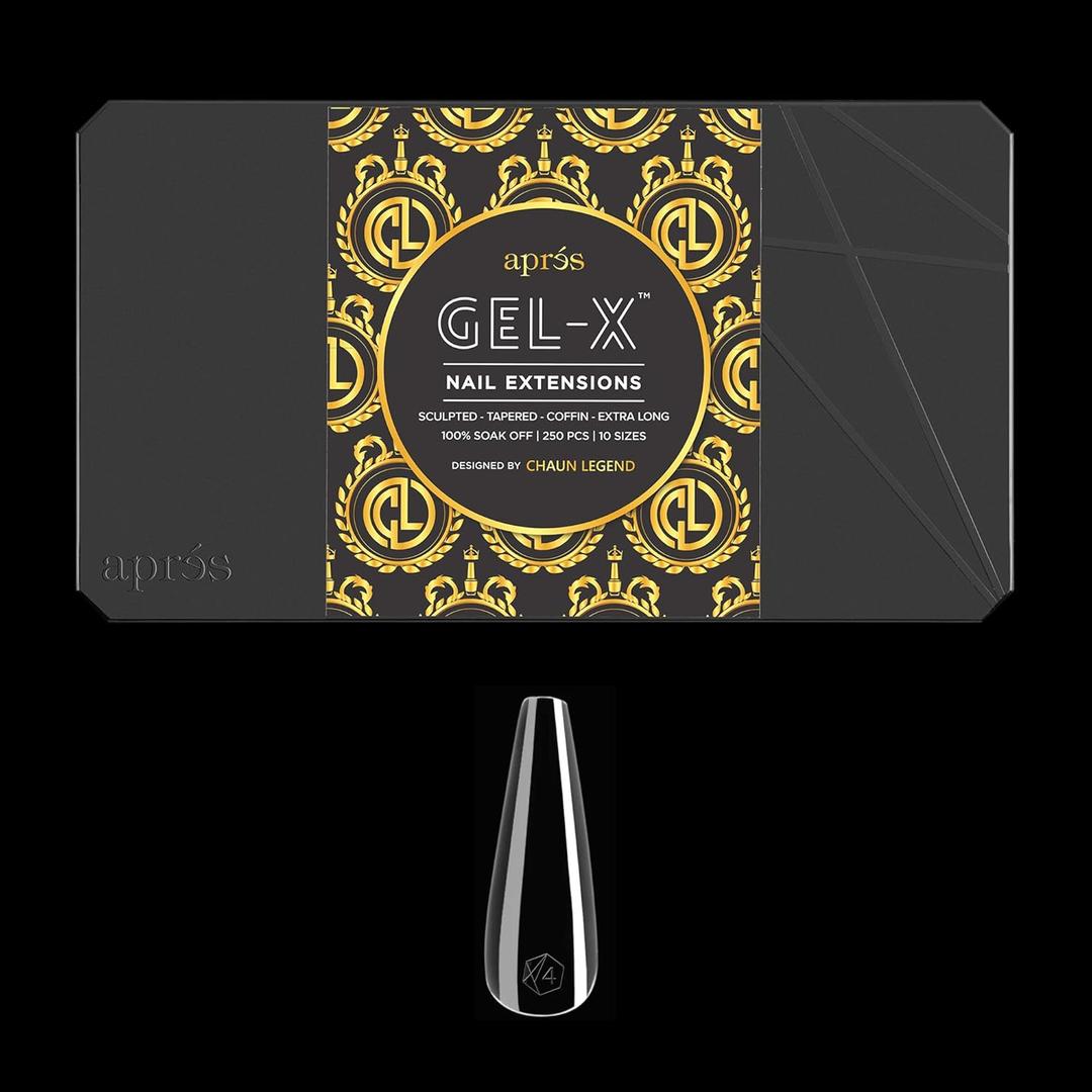 Chaun Legend x Apres Nail Gel-X Sculpted Stiletto Extra Long Box of Tips | 250 Gel-X Tips | Premium Quality | 10 Sizes 0-9 | No Size 00 Included | 2022 Version