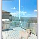 MAGZO Magnetic Screen Door Fit Door Size 72 x 80 Inch, Screen Size 74" x 81" Strong Magnet Door Mesh with Reinforced Hook & Loop for Patio, Sliding, French, White