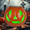 Jack O Lantern Decor Solar Light Color Changing Metal Pumpkin Halloween Lanterns Outdoor for Yard, Patio, Lawn, Porch, Garden Decorations