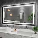 Amorho 50" X32" LED Bathroom Mirror with Black Frame, Front Light and Backlit, Stepless Dimmable, Anti-Fog, Shatter-Proof, Memory, 3 Colors, Double LED Vanity Mirror