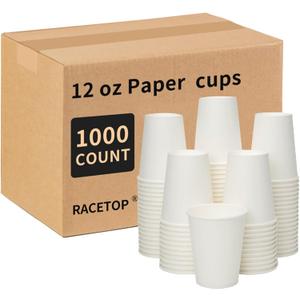 RACETOP 1000 pack 12 oz Disposable Coffee Cups, Hot Paper Cups Ideal for Party, Home, Office