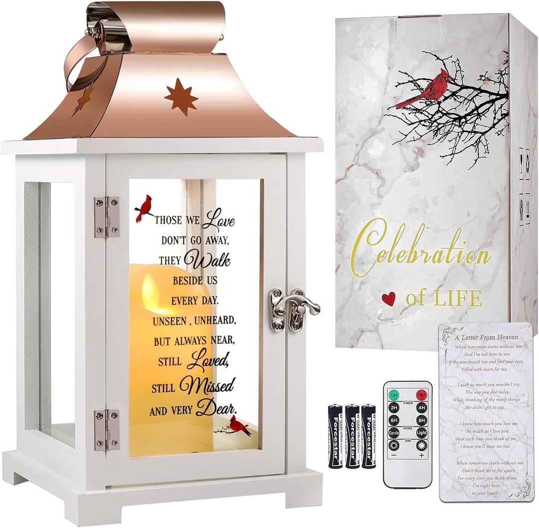 Memorial Lantern, Sympathy Gifts for Loss of Mom/Dad/Loved One, Bereavement Gifts, in Memory of Loved One Lantern,Celebration of Life, Memorial Gifts, Funeral Lantern,Those WE Love Don't GO Away