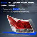 Brake Tail Light for Honda Accord Sedan 2008-2012, HO2800172 Rear Taillight Assembly Replaces for 33550-TA0-A01, Tail Lamp with Bulb, Driver Left Side LH