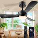 Ceiling Fans with Lights,28” Small Ceiling Fan Light, Easy-to-Install Ceiling Fans with Light and Remote,3000-6500k, Dimmable, Small Ceiling Fan for Bedroom/Kitchen/Garage.Black.
