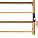 Towel Warmers for Bathroom, Wall Mounted Hot Towel Racks, Heated Towel Drying Rack with Timer & Temperature Multi-Level Adjustable (4 Bars Brushed Gold, Hardwired)