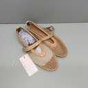 Moyilishan Womens Mesh Mary Jane Flats Buckle Strap Round Toe Breathable Ballet Flat Summer Casual Lightweight Ballerina Shoes (7, Nude)