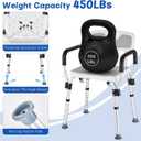 Shower Chair for Elderly and Disabled Inside Shower, Shower Seat for Inside Tub 450 LB Heavy Duty, Shower Chair with Arms and Back,Padded Handicap Bath Chairs for Seniors for Shower Stal