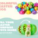 JOYIN 72PCS 2.3" Printed Empty Plastic Eggs, Bright Colorful Plastic Eggs Bulks for Festival Hunt, Filling Treats, Party Favor, Basket Stuffers, Classroom Prize Supplies